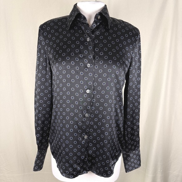 Linda Allard Ellen Tracy Tops - VTG 90s/ Y2K Linda Allard Ellen Tracy Polka Dot 100% Silk Blouse 6 EUC